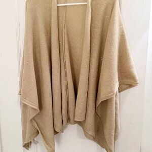 J. Crew Factory Neutral Gold Sparkle Cape Cardigan Shawl, wrap or Scarf one size